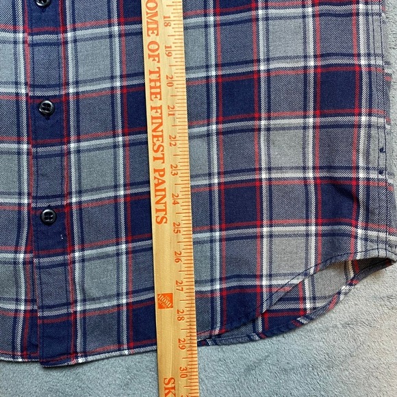 J.Crew Mens Flannel Shirt XL Grey Navy Red Plaid Cotton Button Down Long Sleeve - Picture 8 of 11